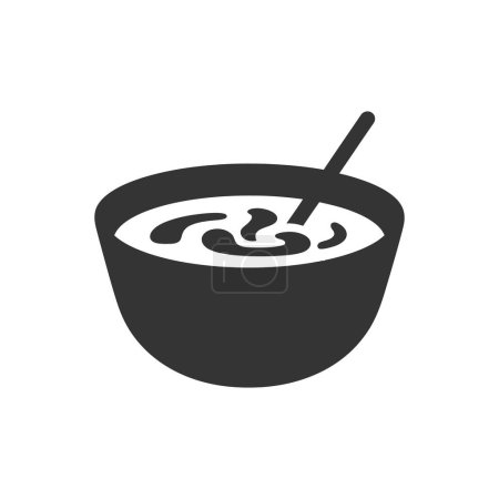 Téléchargez les illustrations : Icône de soupe Miso sur fond blanc Illustration vectorielle simple - en licence libre de droit