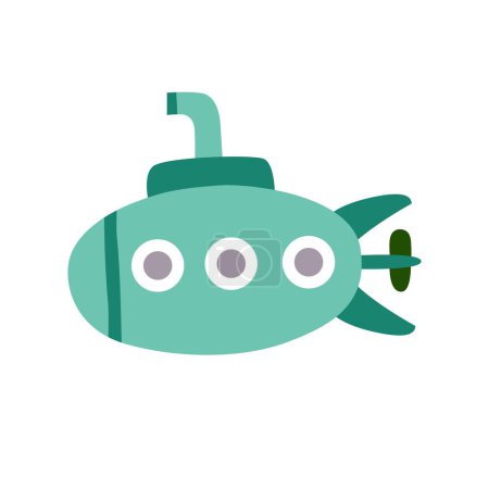 Illustration for Submarine vector illustration in cute flat design. - Royalty Free Image