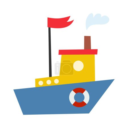 Illustration for Boat, vector illustration. Small ships in cute flat design. - Royalty Free Image