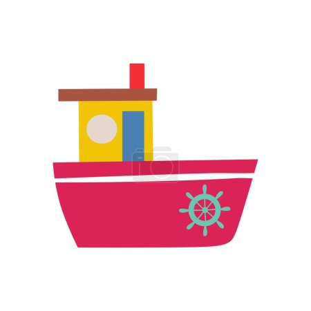 Illustration for Boat, vector illustration. Small ships in cute flat design. - Royalty Free Image