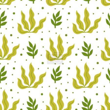 Illustration for Seamless pattern with seaweed. Vector background with a marine theme. - Royalty Free Image