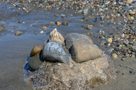 Photo for Small pebbles on the sea beach in summer 2 - Royalty Free Image