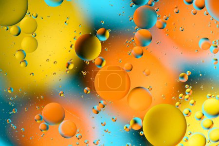 Foto de Manchas azules y anaranjadas con círculos multicolores similares a la galaxia y al microcosmos 5 - Imagen libre de derechos