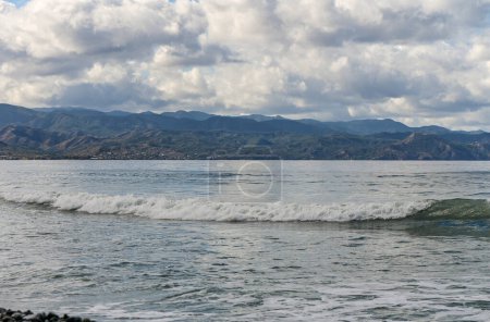 Photo for Tidal wave on the Mediterranean coast in winter 13 - Royalty Free Image