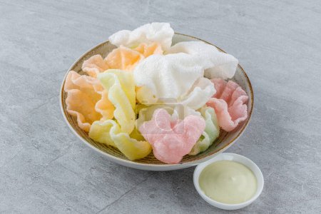 Chinese colorful shrimp chips or crackers studio food photo 4