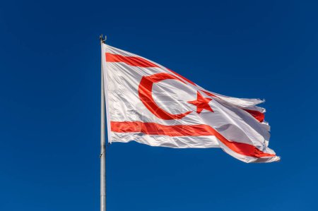 North Cyprus flag on a sunny winter day