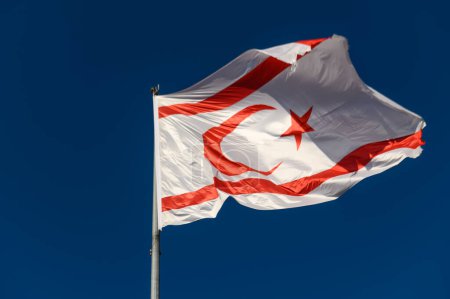 North Cyprus flag on a sunny winter day 4