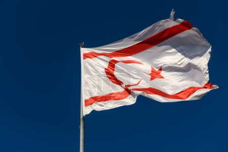 North Cyprus flag on a sunny winter day 3