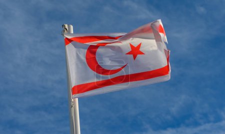 Northern Cyprus flag waving in the wind 12