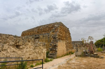 Salamis, Cyprus - April 16, 2024 - Ancient Greek ruins and columns in Salamis, Cyprus 43