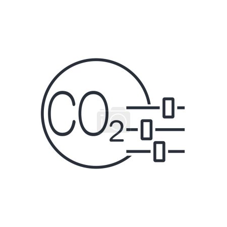 Illustration for CO2 emission settings. Carbon dioxide emissions control.Vector linear icon isolated on white background. - Royalty Free Image
