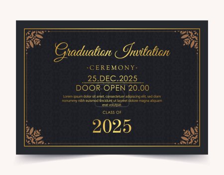 Ilustración de Elegante plantilla de invitación de graduación oscura - Imagen libre de derechos
