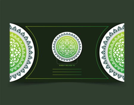 Illustration for Green mandala business card invitation classic style - Royalty Free Image
