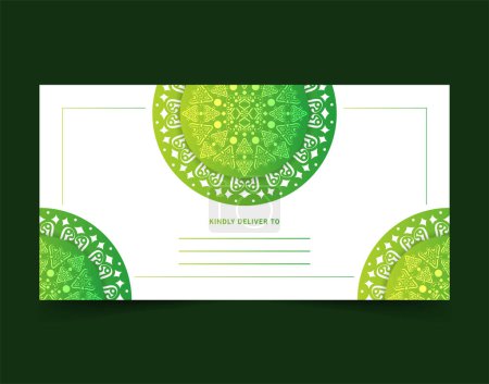 Illustration for Green mandala business card invitation classic style - Royalty Free Image