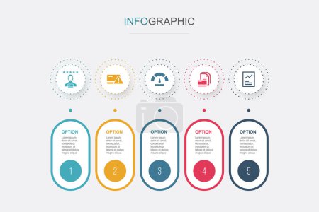 credit rating, risk, Credit score, Credit history, report icons Infographic design template. Creative concept with 5 steps