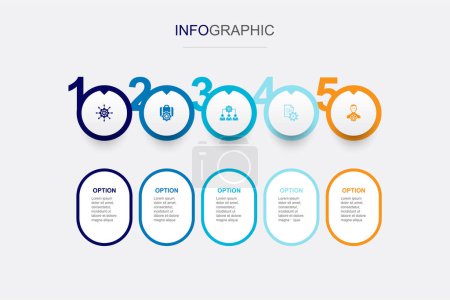 Illustration for Management, business management, people management, task management, manager icons Infographic design template. Creative concept with 5 steps - Royalty Free Image