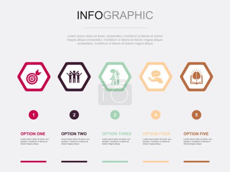 Mentoring-Symbole Infografik-Design-Vorlage. Kreatives Konzept mit 5 Optionen
