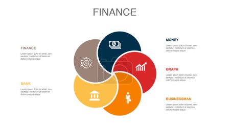 Téléchargez les photos : Finance, Bank, Money, Graph, Businessman, icons Infographic design layout template. Creative presentation concept with 5 options - en image libre de droit