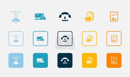 Illustration for Credit rating, risk, Credit score, Credit history, report, icons set design template. Creative concept icons set 5 elements design - Royalty Free Image
