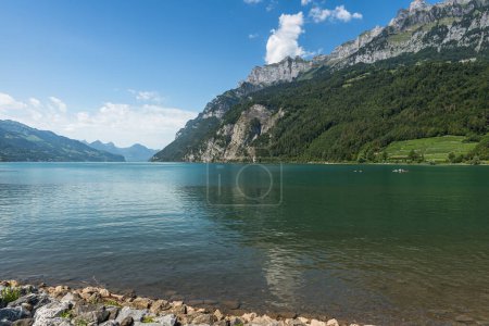 Téléchargez les photos : Vue panoramique sur le lac Walensee (lac Walen), Walenstadt, canton de Saint-Gall, Schweiz - en image libre de droit