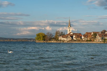 View of the Swiss town of Berlingen on Lake Constance, Canton of Thurgau, Switzerland