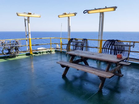 Photo for Designated smoking area on offshore rig - Royalty Free Image
