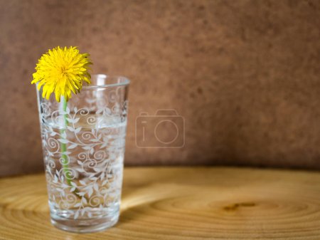 Photo for Yellow dandelion inside a glass of water - Royalty Free Image