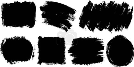 Illustration for Set of black paint, grunge brush frame vector template backgrounds. - Royalty Free Image