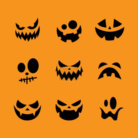 Halloween theme pumpkin face silhouette concept illustration