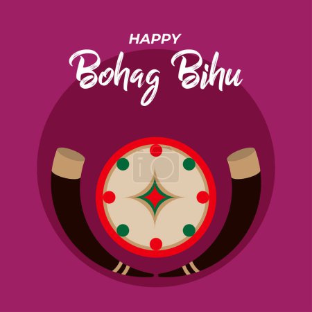 Téléchargez les illustrations : Illustration vectorielle du festival bihu heureux - en licence libre de droit