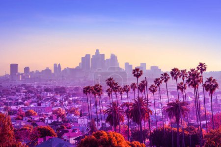 Photo for The skyline of los angeles during sunset - Royalty Free Image