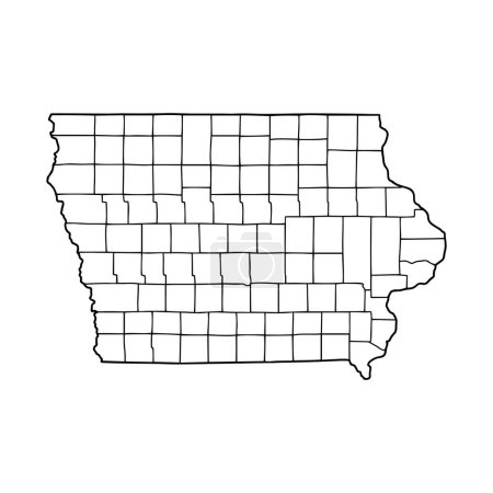 Téléchargez les illustrations : Carte de contour de l'Iowa fond blanc. USA état, carte vectorielle avec contour. - en licence libre de droit