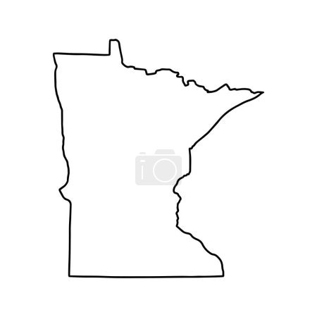 Outline map of Minnesota white background. USA state,  vector map with contour.