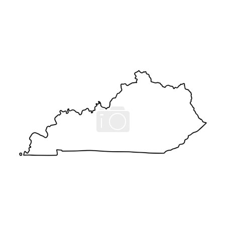 Téléchargez les illustrations : Plan du fond blanc du Kentucky. USA état, carte vectorielle avec contour. - en licence libre de droit