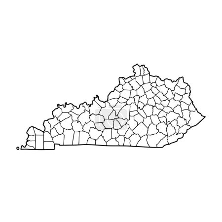 Téléchargez les illustrations : Plan du fond blanc du Kentucky. USA état, carte vectorielle avec contour. - en licence libre de droit