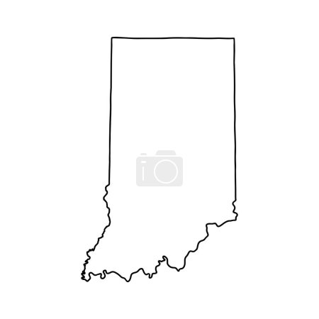 Téléchargez les illustrations : Plan du fond blanc de l'Indiana. USA état, carte vectorielle avec contour. - en licence libre de droit
