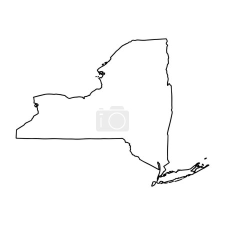 Téléchargez les illustrations : Carte du fond blanc de New York. USA état, carte vectorielle avec contour. - en licence libre de droit