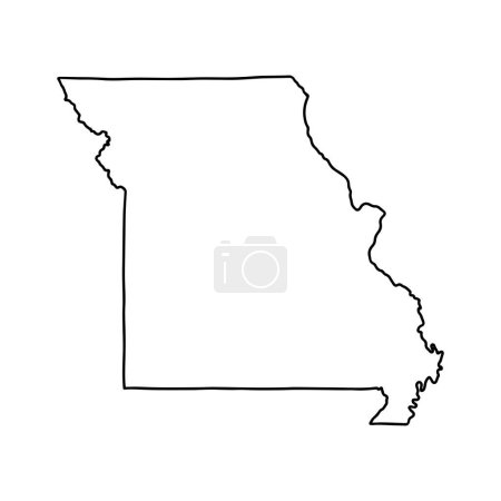 Téléchargez les illustrations : Plan du Missouri fond blanc. USA état, carte vectorielle avec contour. - en licence libre de droit