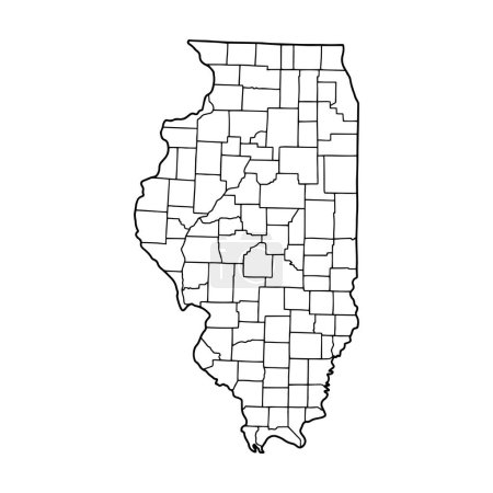 Outline map of Illinois white background. USA state,  vector map with contour.