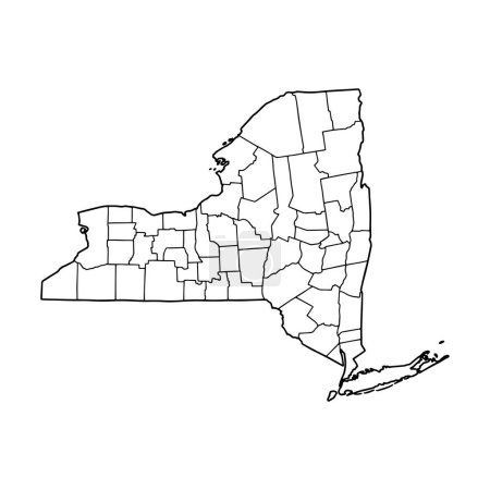 Téléchargez les illustrations : Carte du fond blanc de New York. USA état, carte vectorielle avec contour. - en licence libre de droit