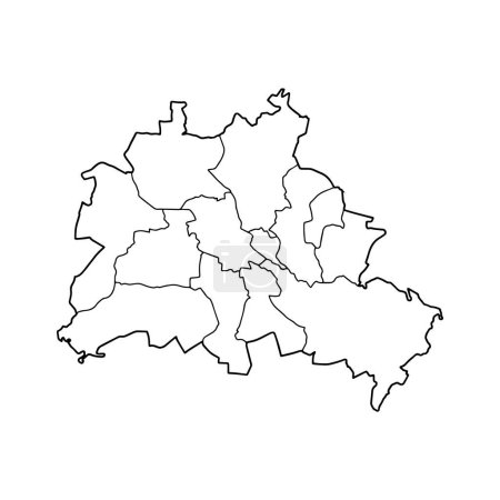 Illustration for Outline map of Berlin white background. The capital of Germany. Vector map with contour. - Royalty Free Image