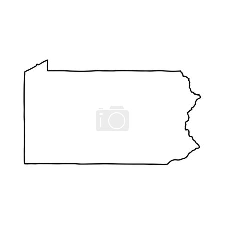 Outline map of Pennsylvania white background. USA state, vector map with contour.