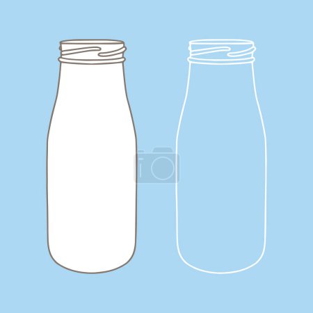 Una maqueta de botellas de vidrio. Ilustración vectorial del envase para líquido. icono de diseño de línea.
