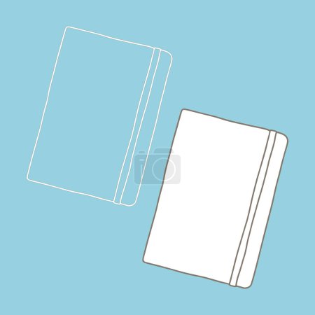 Notebook with eraser mocup. Hand-drawn outline illustration.