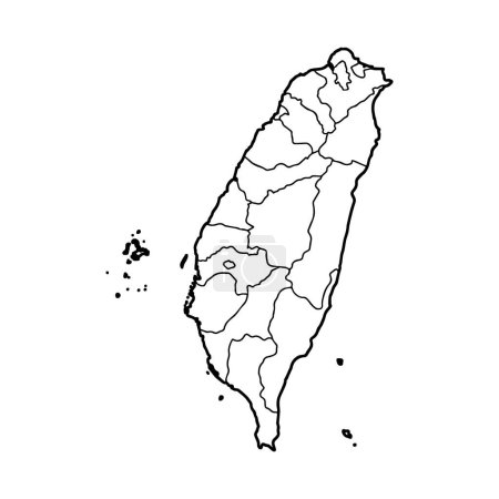 Téléchargez les illustrations : Plan du fond blanc de Taïwan. Carte vectorielle avec contour. - en licence libre de droit