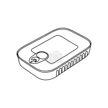 Cans of preserves packaging. Sardine tin, metal can. Outline vector realistic mockup.