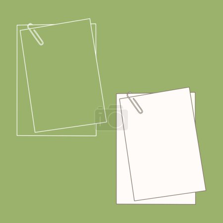The sheets of paper are stapled. Vector illustration. Empty cardboard container template. Copy space. Linear, vector, realistic, outline illustration.