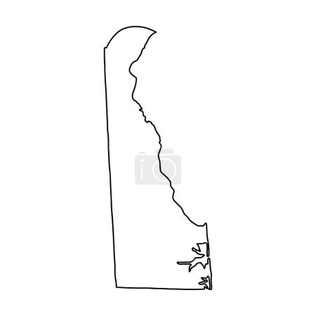 Mapa de Delaware fondo blanco. Estados Unidos, mapa vectorial con contorno.