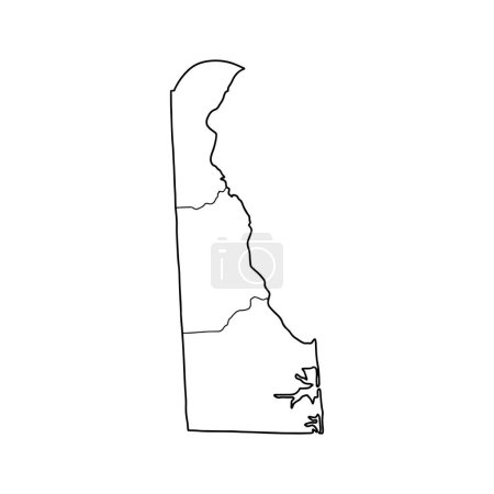 Mapa de Delaware fondo blanco. Estados Unidos, mapa vectorial con contorno.