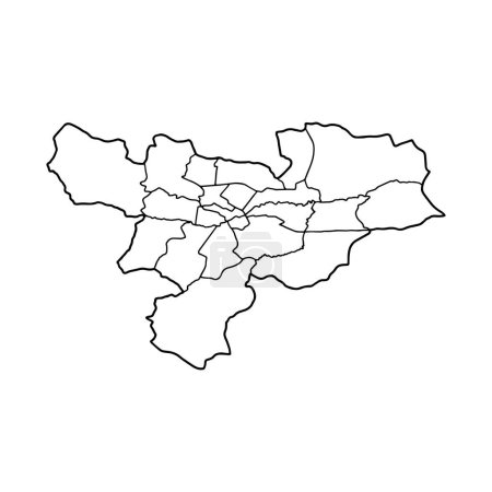 Outline map of Kabul white background. The capital of Afghanistan. Vector map with contour.